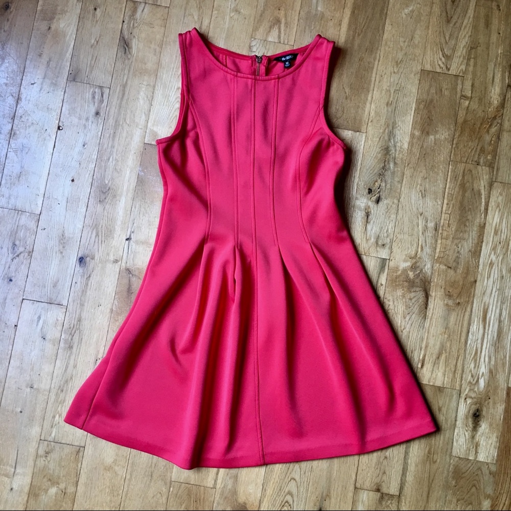 Fun + Flirty Coral Scuba Skater Dress